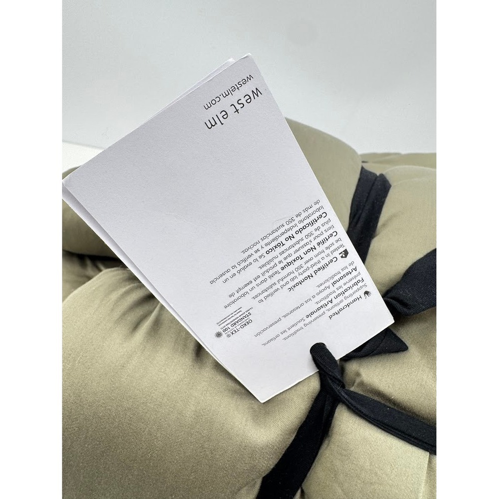 West Elm Cotton Velvet Pick Stitch Euro Sham Set Olive Green New - Picture 5 of 8